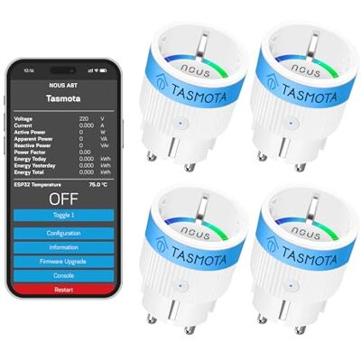 NOUS Tasmota Prise A8T, la plus petite prise Wi-Fi ESP32, 10 A, mini prise wifi avec consommation d'énergie, minuterie, compatible avec Matter, Alexa, Google Home, Assistant, MQTT, 2,4 G NOUS Tasmota Prise A8T, la plus petite prise Wi-Fi ESP32, 10 A, mini prise wifi avec consommation d'énergie, minuterie, compatible avec Matter, Alexa, Google Home, Assistant, MQTT, 2,4 G