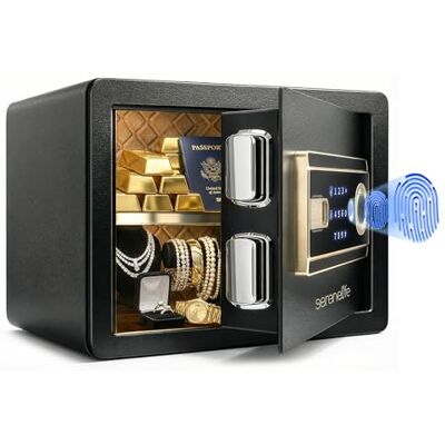 SereneLife Coffre-Fort pour Maison Accès Électronique par Empreinte Digitale, Coffre à Argent pour Maison et Bureau, Clavier Tactile & Serrure, Acier, Inclut 2 Clés Maîtresses SereneLife Coffre-Fort pour Maison Accès Électronique par Empreinte Digitale, Coffre à Argent pour Maison et Bureau, Clavier Tactile & Serrure, Acier, Inclut 2 Clés Maîtresses