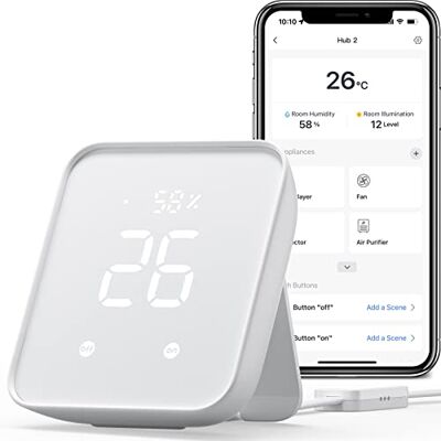SwitchBot Hub 2, thermomètre hygromètre WiFi, télécommande infrarouge intelligente, contrôle de la climatisation, connexion avec Wi-Fi (prise en charge 2,4 GHz), compatible avec Alexa, SwitchBot Hub 2, thermomètre hygromètre WiFi, télécommande infrarouge intelligente, contrôle de la climatisation, connexion avec Wi-Fi (prise en charge 2,4 GHz), compatible avec Alexa,