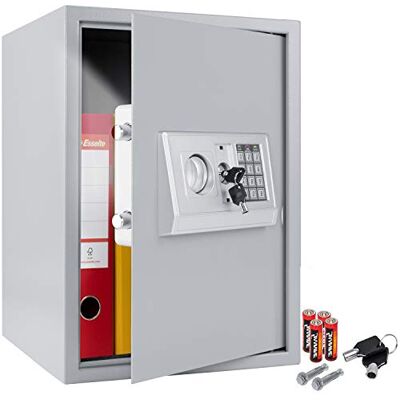 KESSER ® Coffre-fort électrique 50 x 35 x 34,5 XXL, épaisseur de porte 4 mm, serrure à double verrou, coffre-fort mural, matériel de montage inclus, coffre-fort pour documents, avec éclairage KESSER ® Coffre-fort électrique 50 x 35 x 34,5 XXL, épaisseur de porte 4 mm, serrure à double verrou, coffre-fort mural, matériel de montage inclus, coffre-fort pour documents, avec éclairage