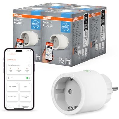 OSRAM SMART+ Smart Plug with Matter over WiFi, developed for Alexa Easy setup with one click, integrates conventional devices up to 2.300W into the smart home, 4-pack OSRAM SMART+ Smart Plug with Matter over WiFi, developed for Alexa Easy setup with one click, integrates conventional devices up to 2.300W into the smart home, 4-pack