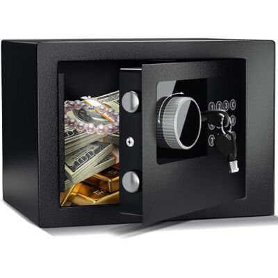 SINZUX Coffre-fort électronique antivol avec 2 clés, ignifuge, étanche, boîte de sécurité numérique pour objets de valeur tels que les armes à billets et l'argent liquide SINZUX Coffre-fort électronique antivol avec 2 clés, ignifuge, étanche, boîte de sécurité numérique pour objets de valeur tels que les armes à billets et l'argent liquide