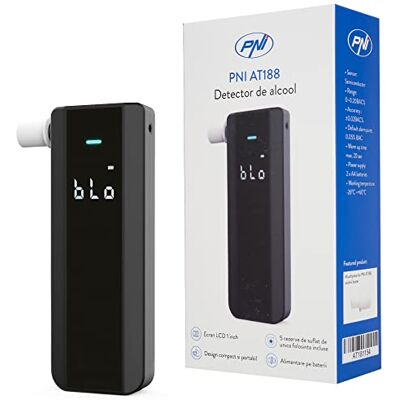 PNI Détecteur d'alcool AT188 avec écran LCD, alarme sonore et lumineuse PNI Détecteur d'alcool AT188 avec écran LCD, alarme sonore et lumineuse