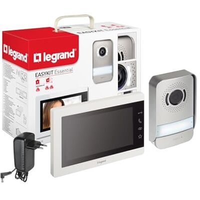 Legrand EasyKit Essential Kit d'interphone vidéo, moniteur intérieur Moniteur intérieur et plaque de rue grand angle et vision nocturne, contrôle des portes et portails, installation enfichable Legrand EasyKit Essential Kit d'interphone vidéo, moniteur intérieur Moniteur intérieur et plaque de rue grand angle et vision nocturne, contrôle des portes et portails, installation enfichable