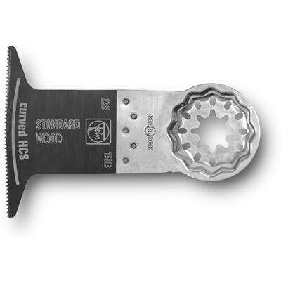 Fein Lame di scie E-Cut Standard Curved, Condit.5 Pce.,Largeur 65 mm,Longueur 50 mm,Porte-outil Starlock,Denture alternée pour tous les matériaux dérivés du bois, les plaques de plâtre et le plastique Fein Lame di scie E-Cut Standard Curved, Condit.5 Pce.,Largeur 65 mm,Longueur 50 mm,Porte-outil Starlock,Denture alternée pour tous les matériaux dérivés du bois, les plaques de plâtre et le plastique
