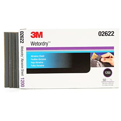 3M Wetordry Feuille abrasive 434Q, 02622, 1200, 5 1/2" x 9", 50 feuilles par carton 3M Wetordry Feuille abrasive 434Q, 02622, 1200, 5 1/2" x 9", 50 feuilles par carton