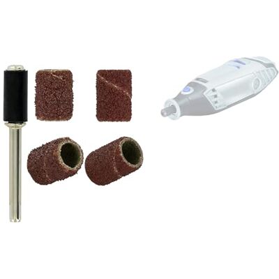 Tivoly Lot de 4 Bandes Corindon G80/G120 + Pilote Ponçage du Bois et du Métal Attache : Queue Cylindrique Ø3,2mm Pour DREMEL/PROXXON et Autres Machines Multi-Fonctions Tivoly Lot de 4 Bandes Corindon G80/G120 + Pilote Ponçage du Bois et du Métal Attache : Queue Cylindrique Ø3,2mm Pour DREMEL/PROXXON et Autres Machines Multi-Fonctions