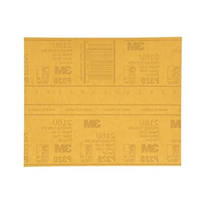 3M Feuille abrasive dorée, 02541, grade P320, 22,9 x 27,9 cm, 50 feuilles par paquet 3M Feuille abrasive dorée, 02541, grade P320, 22,9 x 27,9 cm, 50 feuilles par paquet