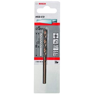 Bosch Accessories 2608585851 Foret à métaux rectifié HSS-Co standard DIN 338 Ø 5 mm Bosch Accessories 2608585851 Foret à métaux rectifié HSS-Co standard DIN 338 Ø 5 mm