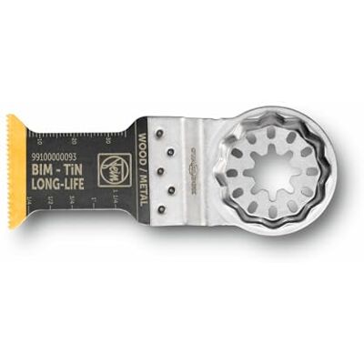 Fein Lame de Scie E-Cut Long-Life Bimétallique avec une Longue Durée de Vie pour Coupes Profondes, 5 Pce., Largeur 35 mm, Longueur 50 mm, Porte-Outil Starlock, avec Revêtement en Titane Fein Lame de Scie E-Cut Long-Life Bimétallique avec une Longue Durée de Vie pour Coupes Profondes, 5 Pce., Largeur 35 mm, Longueur 50 mm, Porte-Outil Starlock, avec Revêtement en Titane