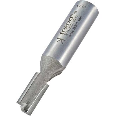 TREND Fraise à défoncer droite professionnelle à tige 1/2" Réf : 3/5 x 1/2TC X Diamètre 9 mm Longueur de coupe 19 mm Pointe en carbure de tungstène TREND Fraise à défoncer droite professionnelle à tige 1/2" Réf : 3/5 x 1/2TC X Diamètre 9 mm Longueur de coupe 19 mm Pointe en carbure de tungstène