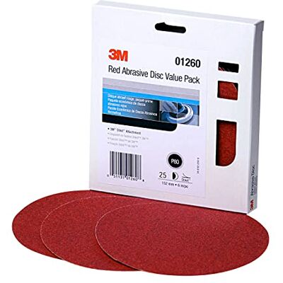 3M Stikit Lot de 25 disques abrasifs rouges 01260 15,2 cm P80 3M Stikit Lot de 25 disques abrasifs rouges 01260 15,2 cm P80
