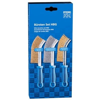 PFERD Lot de 3 brosses à main HBG 1 brosse manuelle avec fil d'acier (laiton), fil d'acier inoxydable et de laiton Garniture en fil : 0,30 mm 43900005 Pour les travaux de nettoyage dans les PFERD Lot de 3 brosses à main HBG 1 brosse manuelle avec fil d'acier (laiton), fil d'acier inoxydable et de laiton Garniture en fil : 0,30 mm 43900005 Pour les travaux de nettoyage dans les