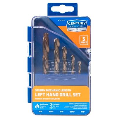 Century Drill & Tool 74105 Cobalt Left Lot de 5 forets à main Century Drill & Tool 74105 Cobalt Left Lot de 5 forets à main