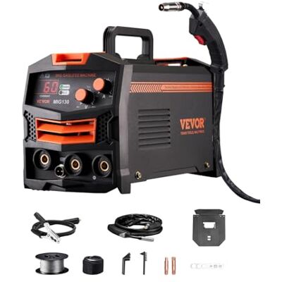 VEVOR Poste à souder MIG, 130 A, machine à souder MIG, sans gaz, soudeuse MIG portable avec technologie onduleur IGBT et écran d'affichage numérique VEVOR Poste à souder MIG, 130 A, machine à souder MIG, sans gaz, soudeuse MIG portable avec technologie onduleur IGBT et écran d'affichage numérique