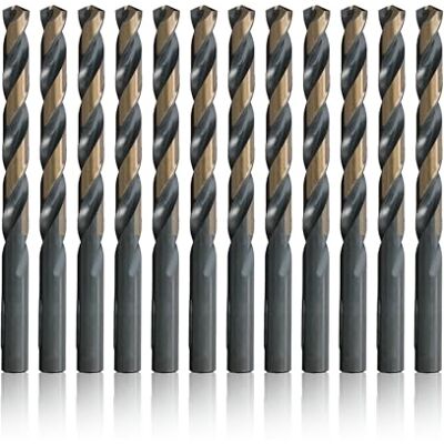 Drill America Lot de 12 forets KFD à pointe fendue en acier rapide Noir et or Drill America Lot de 12 forets KFD à pointe fendue en acier rapide Noir et or