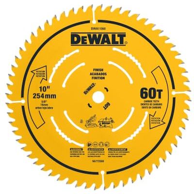 DeWalt DWA11060 Lame de scie circulaire à pointe en carbure 60 TPI 25,4 cm DeWalt DWA11060 Lame de scie circulaire à pointe en carbure 60 TPI 25,4 cm