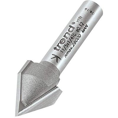 TREND Fraise à chanfreiner professionnelle 11/5X1/4TC Tige de 6,35 mm Diamètre : 12,7 mm Longueur de coupe : 10,3 mm et 11,9 mm Pointe en carbure de tungstène TREND Fraise à chanfreiner professionnelle 11/5X1/4TC Tige de 6,35 mm Diamètre : 12,7 mm Longueur de coupe : 10,3 mm et 11,9 mm Pointe en carbure de tungstène