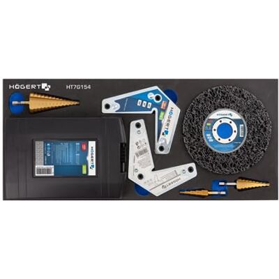Högert TECHNIK Jeu de 25 forets à métaux, insert pour armoire à outils avec forets HSS, forets étagés, disque à compartiments et équerres magnétiques pour atelier Högert TECHNIK Jeu de 25 forets à métaux, insert pour armoire à outils avec forets HSS, forets étagés, disque à compartiments et équerres magnétiques pour atelier