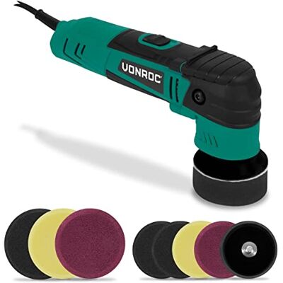 VONROC Polisseuse double action 400 W Ø50 et Ø75 mm Comprend 2 plaques d'appui et 2 tampons de polissage électronique à démarrage doux électronique à puissance constante VONROC Polisseuse double action 400 W Ø50 et Ø75 mm Comprend 2 plaques d'appui et 2 tampons de polissage électronique à démarrage doux électronique à puissance constante