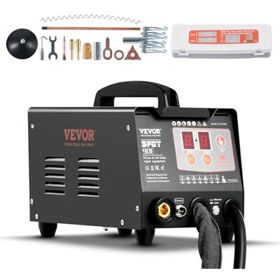 VEVOR Fer à souder à points, kit de réparation de goujons avec fer à souder pour prisonniers 3KW, avec soudure automatique manuelle et 7 modes, extracteur de bosses, pour voitures et camions VEVOR Fer à souder à points, kit de réparation de goujons avec fer à souder pour prisonniers 3KW, avec soudure automatique manuelle et 7 modes, extracteur de bosses, pour voitures et camions