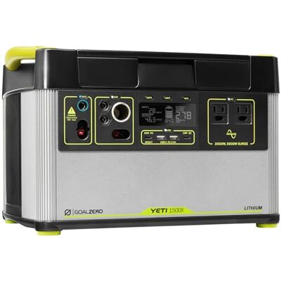 Goal Zero Yeti 1500X Centrale d'énergie portable avec capacité de batterie 1516 W, ports USB et onduleur CA, générateur solaire rechargeable pour camping, voyage, événements en plein air Goal Zero Yeti 1500X Centrale d'énergie portable avec capacité de batterie 1516 W, ports USB et onduleur CA, générateur solaire rechargeable pour camping, voyage, événements en plein air