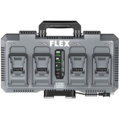 Flex FX0451-Z Chargeur rapide de batterie lithium-ion 4 ports simultanés 24 V 1120 W (280 W par port) Flex FX0451-Z Chargeur rapide de batterie lithium-ion 4 ports simultanés 24 V 1120 W (280 W par port)