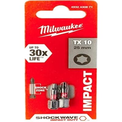 Milwaukee 4932430871 Embout de Vissage pour Visseuses à Chocs TX 10, Multicolore Milwaukee 4932430871 Embout de Vissage pour Visseuses à Chocs TX 10, Multicolore
