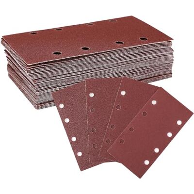 WORKPRO Disques de Ponçage 100 Pièces, Disques Abrasifs Rectangulaire (185 * 93mm) avec 8 Trous, Grain 40, 60, 80, 120 pour Polissage, Dérouillage, Finition WORKPRO Disques de Ponçage 100 Pièces, Disques Abrasifs Rectangulaire (185 * 93mm) avec 8 Trous, Grain 40, 60, 80, 120 pour Polissage, Dérouillage, Finition