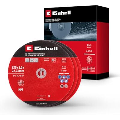 Einhell Lot de 3 disques de coupe minces pour métal, Ø 230 mm (épaisseur 2 mm, certifié MPA, longue durée de vie, coupes précises et à faible bavure, pour meuleuses d'angle) Einhell Lot de 3 disques de coupe minces pour métal, Ø 230 mm (épaisseur 2 mm, certifié MPA, longue durée de vie, coupes précises et à faible bavure, pour meuleuses d'angle)