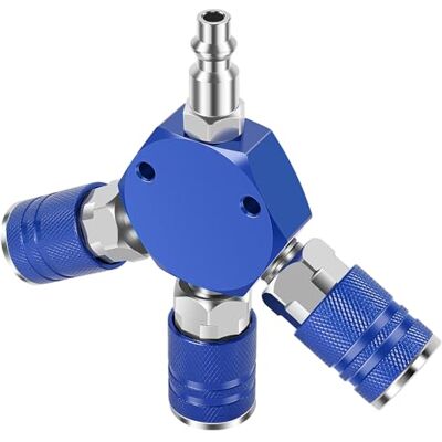 HuhWafee Collecteur d'air 3 voies Séparateur de tuyau d'air en acier au carbone Durable 1/4" Bleu HuhWafee Collecteur d'air 3 voies Séparateur de tuyau d'air en acier au carbone Durable 1/4" Bleu