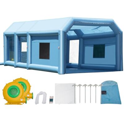 VEVOR Cabine de Peinture Gonflable 8x4,5x3 m, Tente Peinture Gonflable Automobile avec Souffleurs Puissants 950 W + 750 W et Système de Filtration, Station de Travail pour Pose de Peinture Atelier VEVOR Cabine de Peinture Gonflable 8x4,5x3 m, Tente Peinture Gonflable Automobile avec Souffleurs Puissants 950 W + 750 W et Système de Filtration, Station de Travail pour Pose de Peinture Atelier
