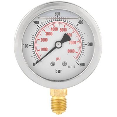 Walfront 0-600Bar G 1/4 " 63mm Jauge de Pression, Cadran en Métal Manomètre Hydraulique Outil de Mesure d'Air Walfront 0-600Bar G 1/4 " 63mm Jauge de Pression, Cadran en Métal Manomètre Hydraulique Outil de Mesure d'Air