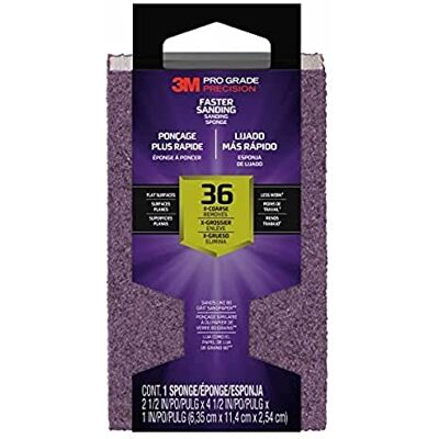 3M Pro Grade Precision Éponge abrasive Faster Sanding Block, grain 36 (extra-gros), 24003TRI-XC-B, 6,35 cm x 11,4 cm x 2,54 cm, 1 unité, Rose/Grise 3M Pro Grade Precision Éponge abrasive Faster Sanding Block, grain 36 (extra-gros), 24003TRI-XC-B, 6,35 cm x 11,4 cm x 2,54 cm, 1 unité, Rose/Grise
