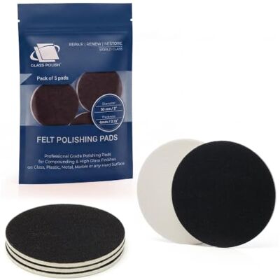 Glass Polish PRO Tampons de Polissage en Feutre 50 mm (2”) – Lot de 5 Pour le polissage du verre à l’oxyde de cérium, des métaux, des plastiques, la rénovation des phares et du vernis Glass Polish PRO Tampons de Polissage en Feutre 50 mm (2”) – Lot de 5 Pour le polissage du verre à l’oxyde de cérium, des métaux, des plastiques, la rénovation des phares et du vernis