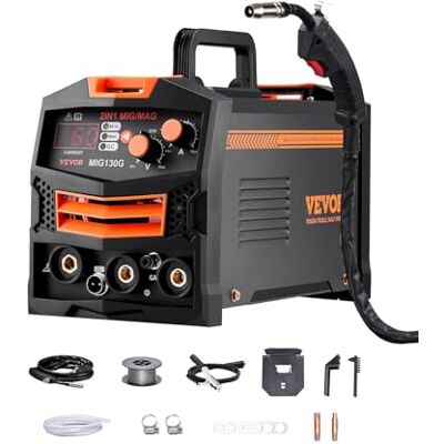 VEVOR Poste à souder MIG, 130 A, machine à souder MIG synergique, 2 en 1 à gaz MIG/soudeur multiprocessus, soudage multiprocessus, MIG Welder avec technologie onduleur IGBT et écran d'affichage VEVOR Poste à souder MIG, 130 A, machine à souder MIG synergique, 2 en 1 à gaz MIG/soudeur multiprocessus, soudage multiprocessus, MIG Welder avec technologie onduleur IGBT et écran d'affichage