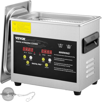 VEVOR Nettoyeur à Ultrasons Numérique 3 L, Chauffage 200 W, Ultrasons 120 W, Bac Ultrasons avec Chauffage et Minuterie, Appareil de Nettoyage Ultrasonique en Inox, pour Bijoux Lunettes Montres VEVOR Nettoyeur à Ultrasons Numérique 3 L, Chauffage 200 W, Ultrasons 120 W, Bac Ultrasons avec Chauffage et Minuterie, Appareil de Nettoyage Ultrasonique en Inox, pour Bijoux Lunettes Montres