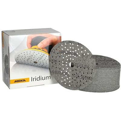 Mirka Papier abrasif Iridium Ø150mm autoagrippant grain 40 50 pcs Pour ponçage peinture mastic apprêt bois acier matériaux minéraux plastique haute durabilité 121 trous autoagrippant Mirka Papier abrasif Iridium Ø150mm autoagrippant grain 40 50 pcs Pour ponçage peinture mastic apprêt bois acier matériaux minéraux plastique haute durabilité 121 trous autoagrippant