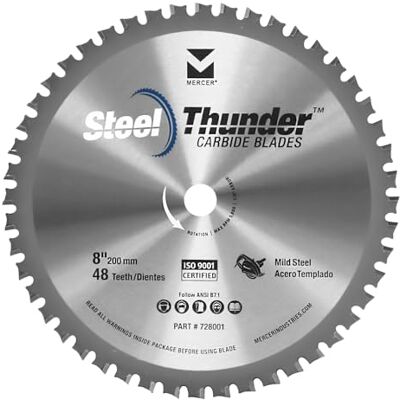 Mercer Abrasives Mercer Industries Steel Thunder 728001 Lame de scie circulaire 48 dents en carbure pour acier doux 20,3 x 1,5 cm Mercer Abrasives Mercer Industries Steel Thunder 728001 Lame de scie circulaire 48 dents en carbure pour acier doux 20,3 x 1,5 cm