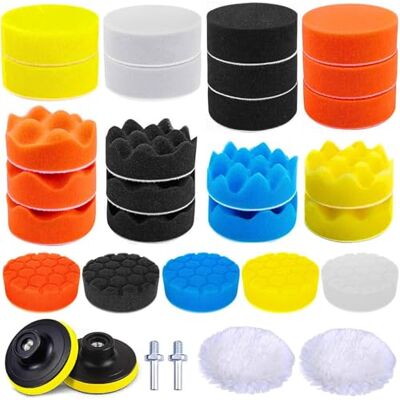 BASVII 31 pièces Embouts Polissage Visseuse sans Fil Éponge à polir 3 inch Tampon Polissage pour polisseuse Automobile M10 Adaptateur Foret, Embout Polissage Éponge Set Polissage Capuchon de Polissage BASVII 31 pièces Embouts Polissage Visseuse sans Fil Éponge à polir 3 inch Tampon Polissage pour polisseuse Automobile M10 Adaptateur Foret, Embout Polissage Éponge Set Polissage Capuchon de Polissage