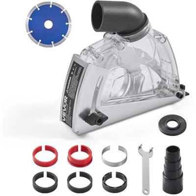 VEVOR Couvercle transparent anti-poussière pour meuleuse d'angle 100-125 mm, capuchon anti-poussière avec 6 rondelles de serrage et meule à coupe diamantée 125 mm pour murs en bois et béton VEVOR Couvercle transparent anti-poussière pour meuleuse d'angle 100-125 mm, capuchon anti-poussière avec 6 rondelles de serrage et meule à coupe diamantée 125 mm pour murs en bois et béton