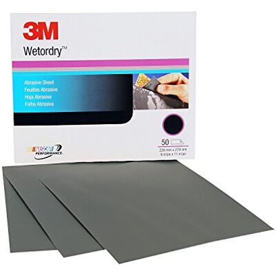 3M Feuille abrasive Wetordry 213Q, 02036, P600, 9"x 11", 50 feuilles par boîte 3M Feuille abrasive Wetordry 213Q, 02036, P600, 9"x 11", 50 feuilles par boîte