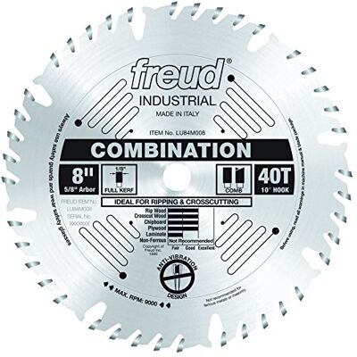 Freud Lame de scie combinée ATBF 40 dents 20,3 cm avec arbre 1,5 cm LU84M008 Freud Lame de scie combinée ATBF 40 dents 20,3 cm avec arbre 1,5 cm LU84M008