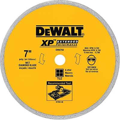 DeWalt DW4760 Lame de scie circulaire à bord continu de 17,8 cm avec arbre de 1,6 cm pour céramique ou carrelage, jaune DeWalt DW4760 Lame de scie circulaire à bord continu de 17,8 cm avec arbre de 1,6 cm pour céramique ou carrelage, jaune