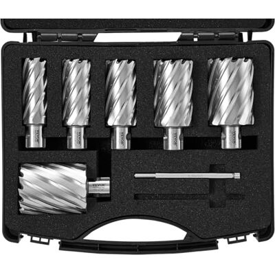 VEVOR Assortiment de Fraises à Carotter 6PCs Fraise Annulaire Attaches Universelles Diamètre 25-50,8 mm Profondeur de Perçage 50,8 mm en Acier Rapide HSS Accessoires pour Perceuse Magnétique Métaux VEVOR Assortiment de Fraises à Carotter 6PCs Fraise Annulaire Attaches Universelles Diamètre 25-50,8 mm Profondeur de Perçage 50,8 mm en Acier Rapide HSS Accessoires pour Perceuse Magnétique Métaux