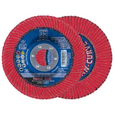 PFERD Polifan Disque à lamelles courbées SGP en oxyde de céramique, grain 60, grand rayon 12,7 x 2,2 cm PFERD Polifan Disque à lamelles courbées SGP en oxyde de céramique, grain 60, grand rayon 12,7 x 2,2 cm