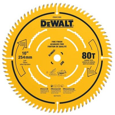DeWalt Lame de scie à finition fine 80T de 25,4 cm (DWA11080) DeWalt Lame de scie à finition fine 80T de 25,4 cm (DWA11080)