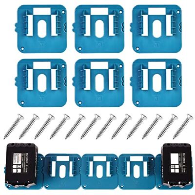 Vegena Lot de 6 supports de batterie pour Makita, support mural pour batterie 18 V, support de batterie, porte-outils, support de machine, support mural pour batterie BL1860, BL1850, BL1840, BL1830 avec 12 Vegena Lot de 6 supports de batterie pour Makita, support mural pour batterie 18 V, support de batterie, porte-outils, support de machine, support mural pour batterie BL1860, BL1850, BL1840, BL1830 avec 12