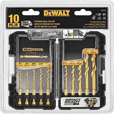 DeWalt Lot de 10 forets à percussion en titane DD5160 DeWalt Lot de 10 forets à percussion en titane DD5160