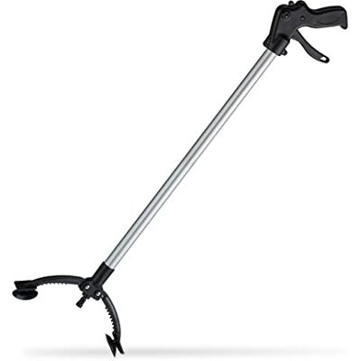 Relaxdays 2x pinces de préhension, outil de ramassage, pour personnes âgées, aluminium, plastique, 88 cm, noir/argenté Relaxdays 2x pinces de préhension, outil de ramassage, pour personnes âgées, aluminium, plastique, 88 cm, noir/argenté